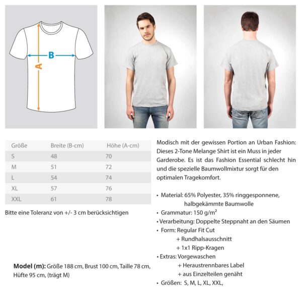 Unifarben PunkInside  - Herren Melange Shirt – Bild 8