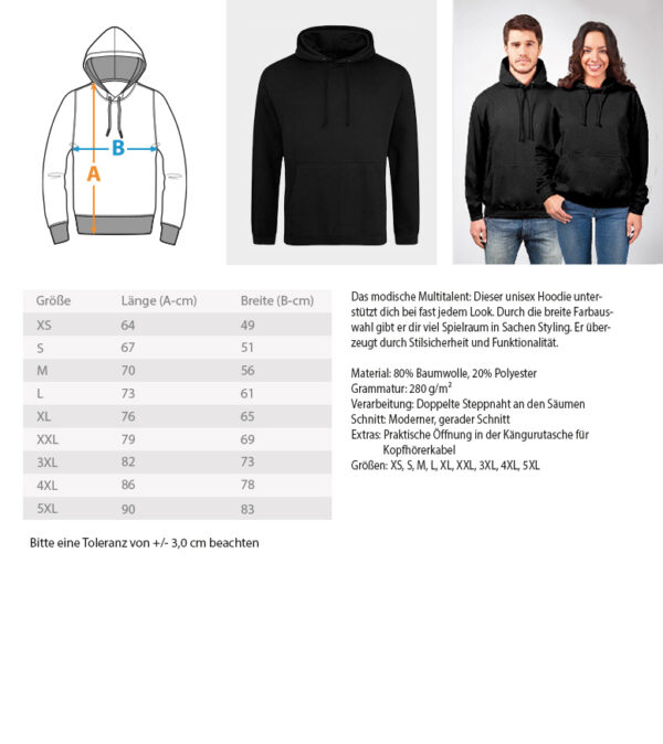 Unifarben Hoodie  - Unisex Kapuzenpullover Hoodie – Bild 10